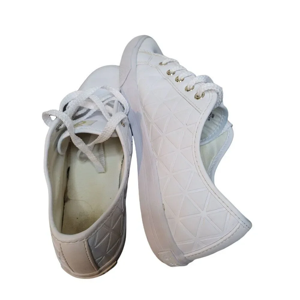 G By Guess Backer 2 Sneakers Women Sz‎ 8M White Lace Up Designer Boho